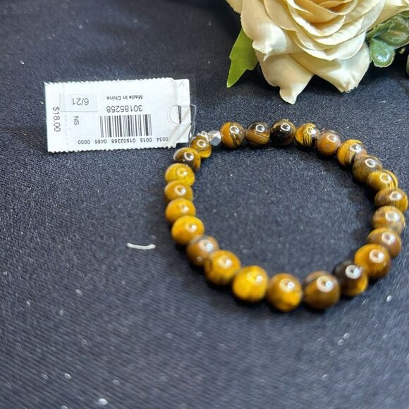 EXPRESS Genuine Tiger Eye Stone Stretch Bracelet - Picture 5 of 5